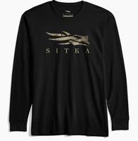 Sitka Men's Long Sleeve Optifade T Shirt: BLACK WATERFOWL